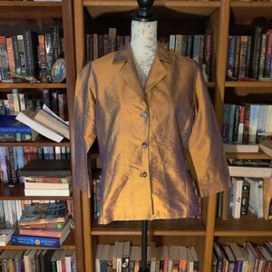 MARIKO irredecent gold dupioni silk jacket size m euc vintage